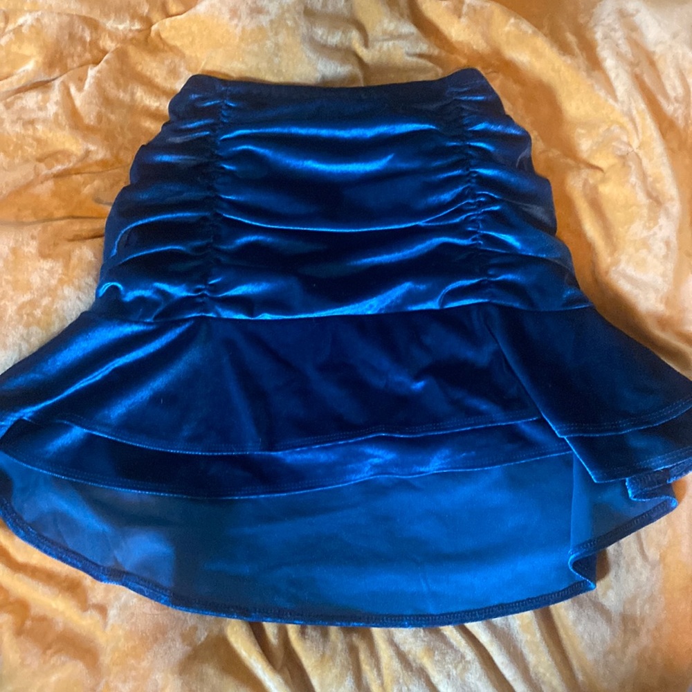 blue velvet layered skirt